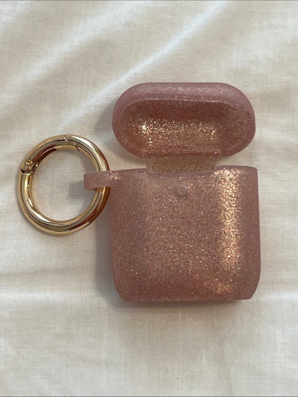 Glitter Pink Apple AirPods Generation 1 & 2 Case with Keyring